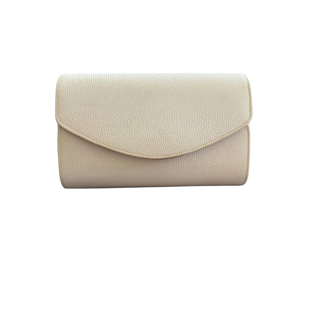 Delill Womens Clutch Stingray-like Pattern Cream Rectangular Flap Strap Vintage - Picture 3 of 11